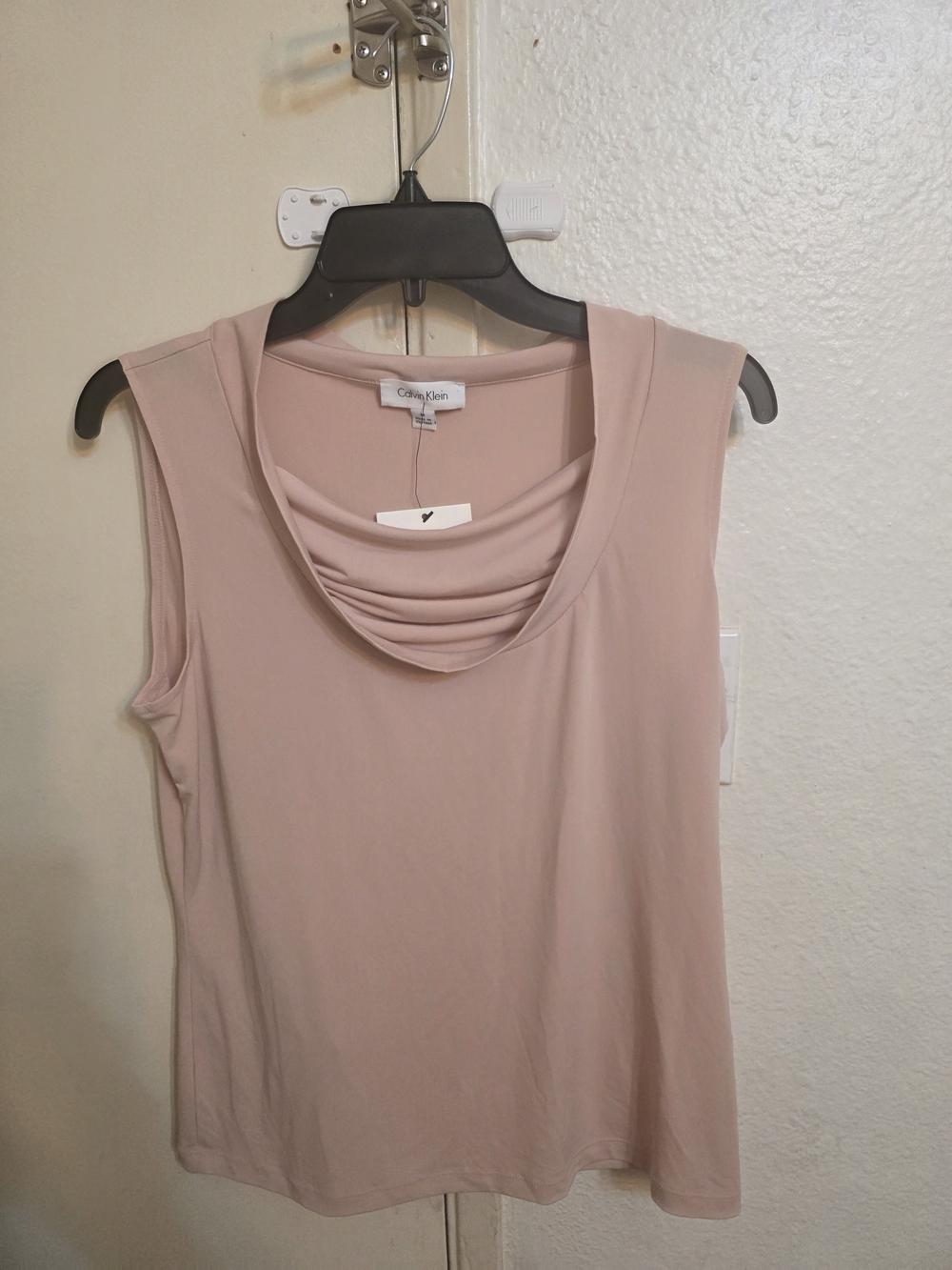 Calvin Klein Draped Neck Sleeveless Tank - Blush Pink